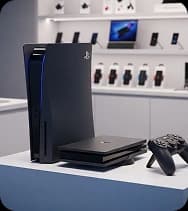 Game console on a store display